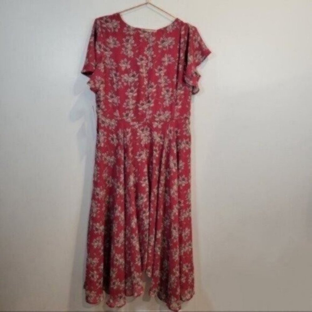 Sharagano Floral Faux Wrap Midi Dress Pink Plus NWT - Picture 4 of 14